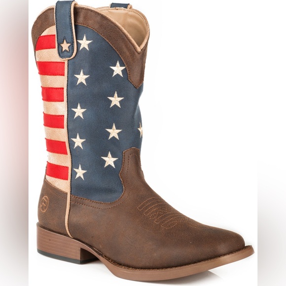 ROPER BOYS' AMERICAN PATRIOT WESTERN BOOTS - SQUARE TOE size 6 - Picture 1 of 10